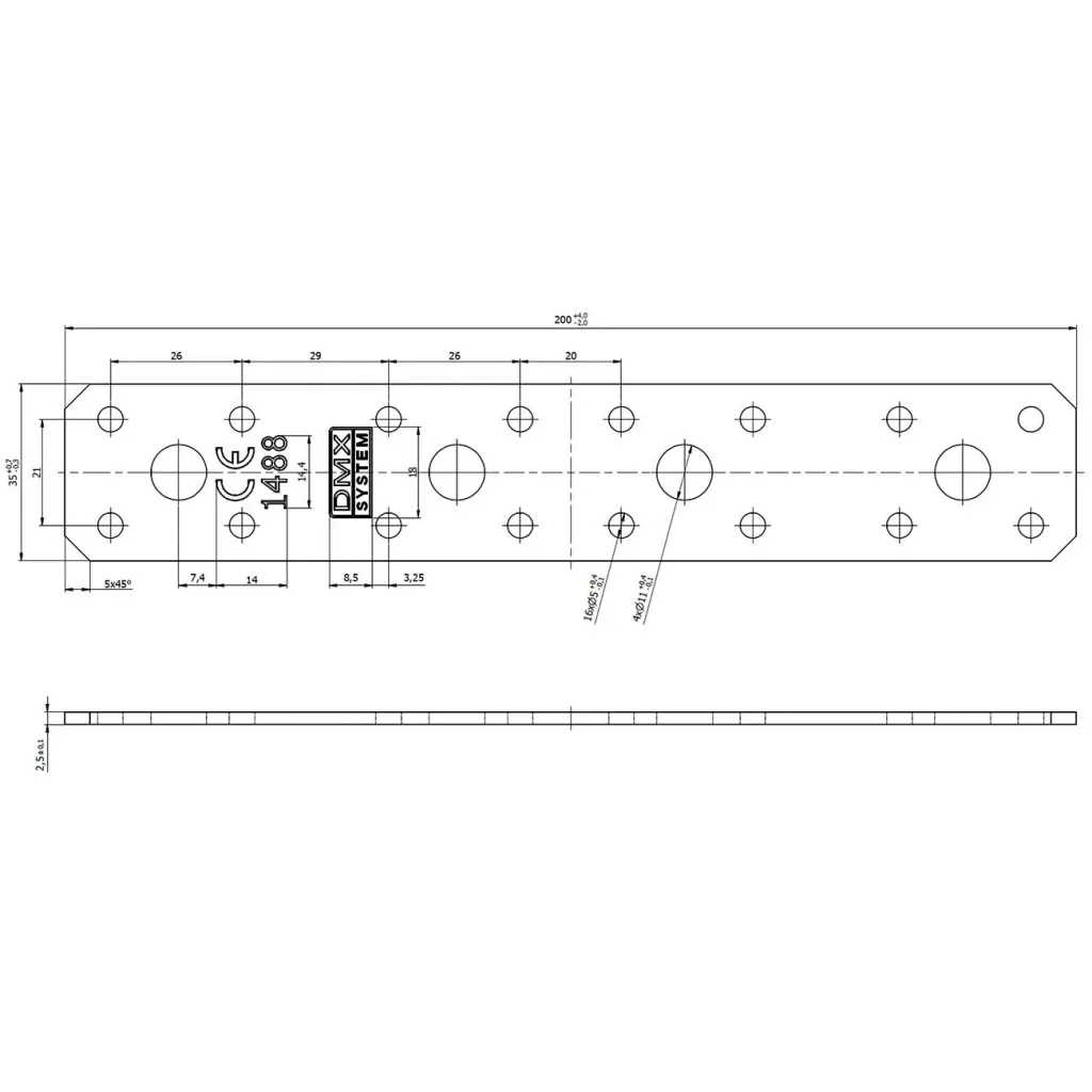 LP3 ŁĄCZNIK CIESIELSKI 200x35x2,5 1szt