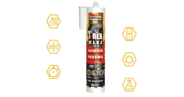 KLEJ MONTAŻOWY T-REX GOLD MOCNY HYBRYDOWY 290ml SOUDAL