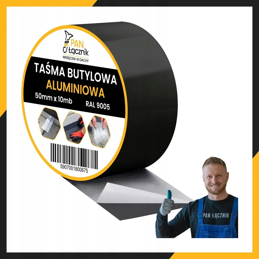 Taśma Butylowa Dekarska Aluminiowa 50mm 10mb Czarna Dachowa Uszczelniająca