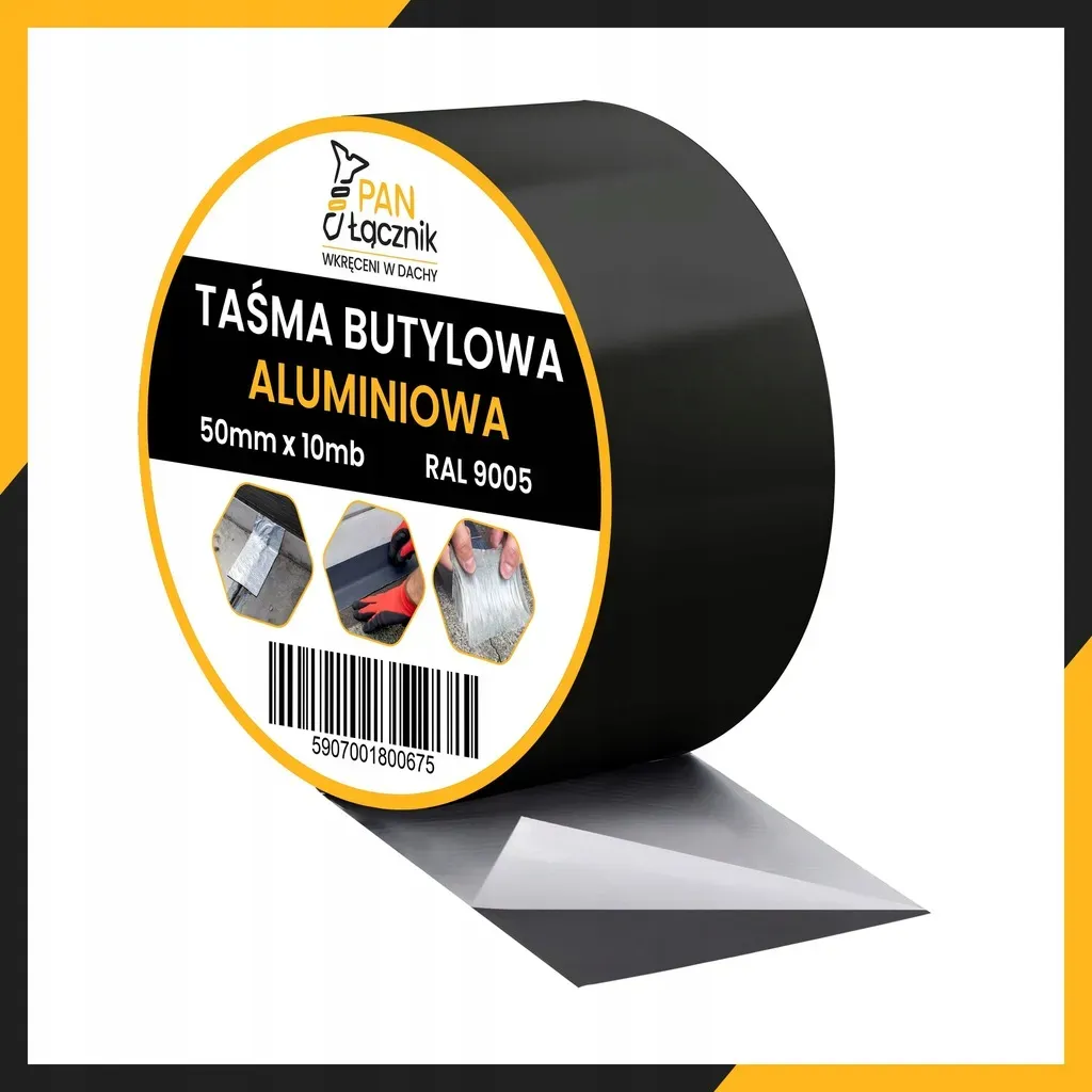 Taśma Butylowa Dekarska Aluminiowa 50mm 10mb Czarna Dachowa Uszczelniająca