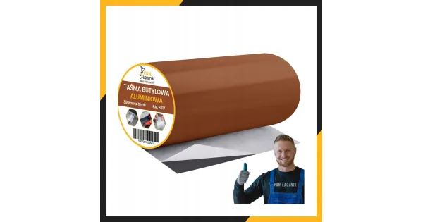 Taśma Butylowa Dekarska Aluminiowa 300mm 10mb Brąz Dachowa Uszczelniająca