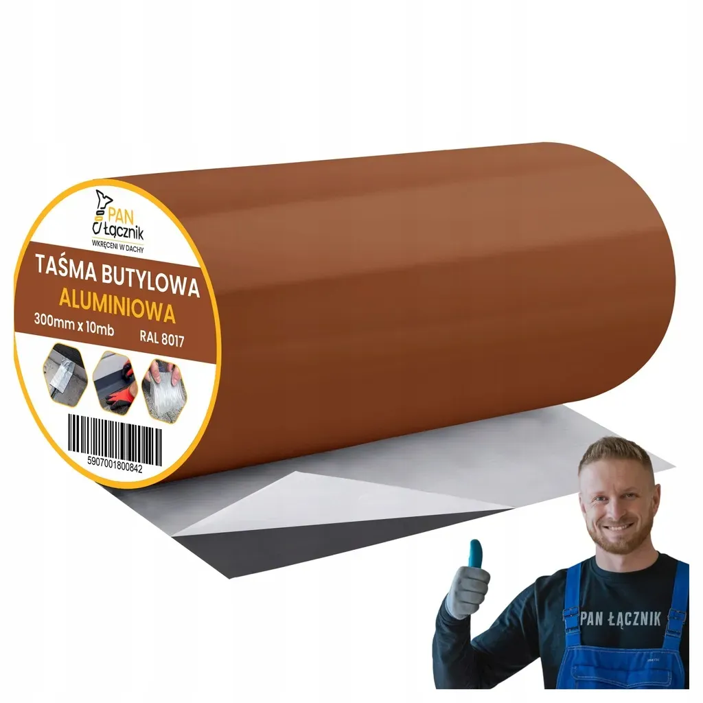 Taśma Butylowa Dekarska Aluminiowa 300mm 10mb Brąz Dachowa Uszczelniająca