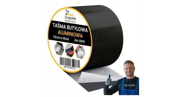 Taśma Butylowa Dekarska Aluminiowa 75mm 10mb Czarna Dachowa Uszczelniająca