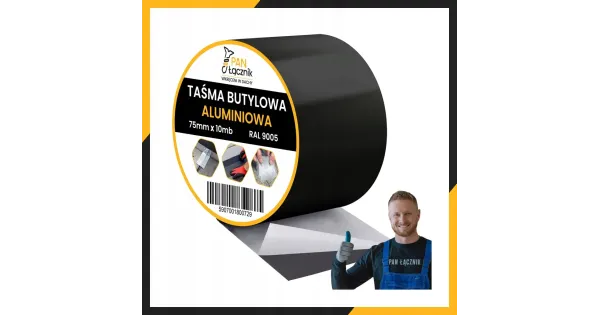 Taśma Butylowa Dekarska Aluminiowa 75mm 10mb Czarna Dachowa Uszczelniająca