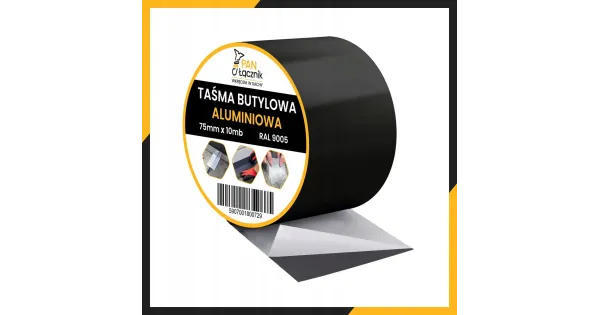 Taśma Butylowa Dekarska Aluminiowa 75mm 10mb Czarna Dachowa Uszczelniająca