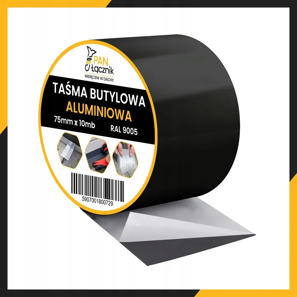 Taśma Butylowa Dekarska Aluminiowa 75mm 10mb Czarna Dachowa Uszczelniająca