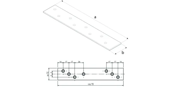 LG2 ŁĄCZNIK PŁASKI PŁASKOWNIK CIESIELSKI 193x35x4 PŁYTKA DOMAX 1szt