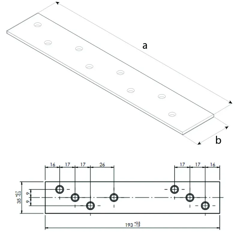 LG2 ŁĄCZNIK PŁASKI PŁASKOWNIK CIESIELSKI 193x35x4 PŁYTKA DOMAX 1szt