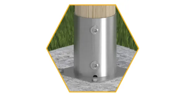 PODSTAWA SŁUPA PRZYKRĘCANA DO BETONU PSPO100 101x150x2 OKRĄGŁA