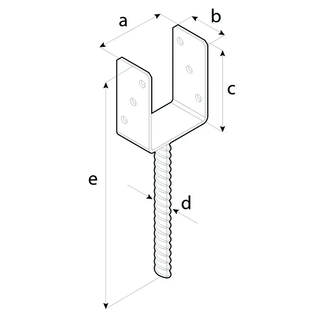 PODSTAWA SŁUPA DO WMUROWANIA PS101U/500 KOTWA DO BETONU 101x624 OCYNK M22