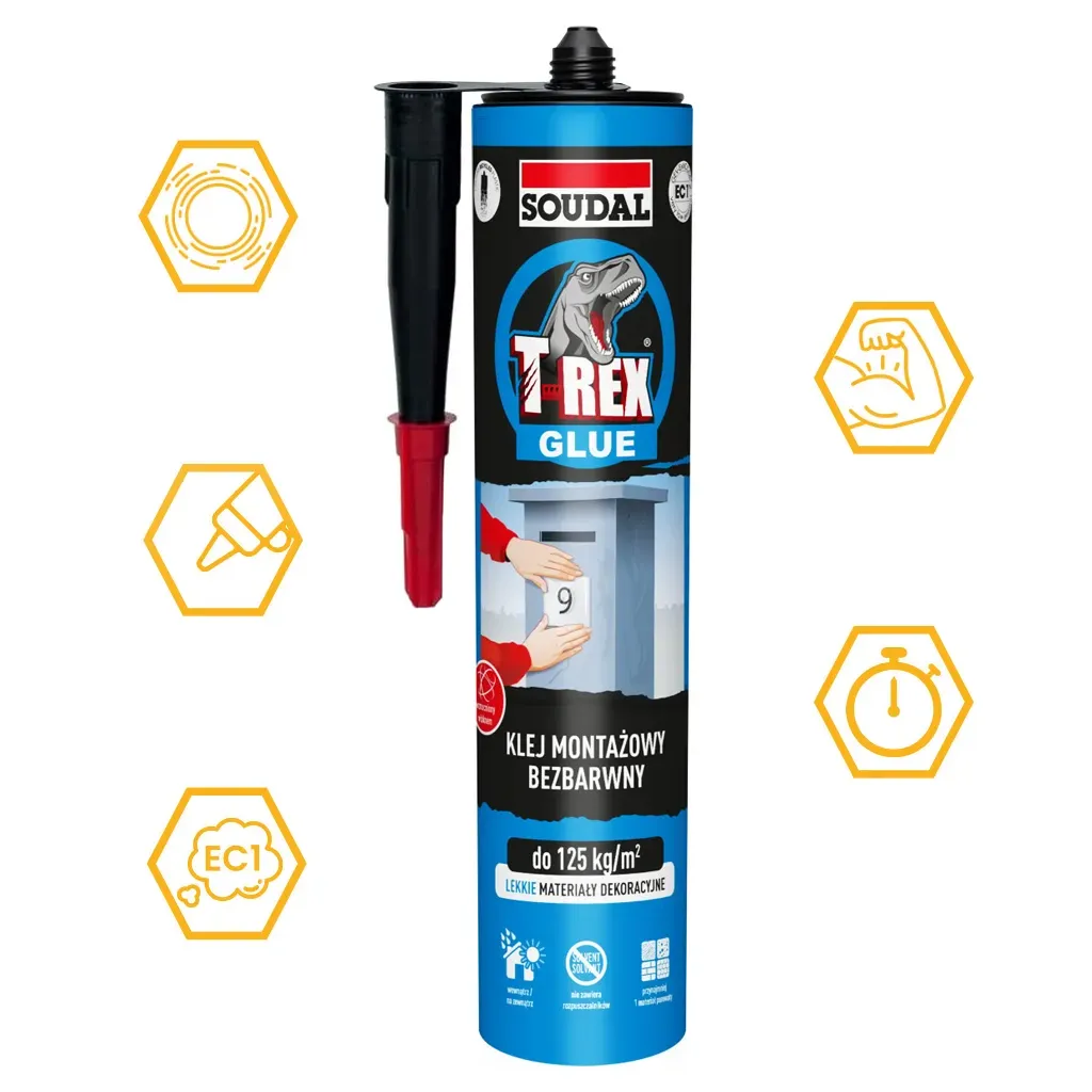 KLEJ MONTAŻOWY T-REX BEZBARWNY SOUDAL 310g
