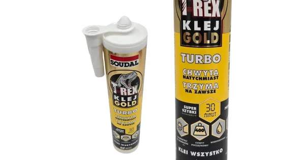Klej Montażowy Błyskawiczny Biały Soudal T-rex Gold Turbo Szybki 290ml