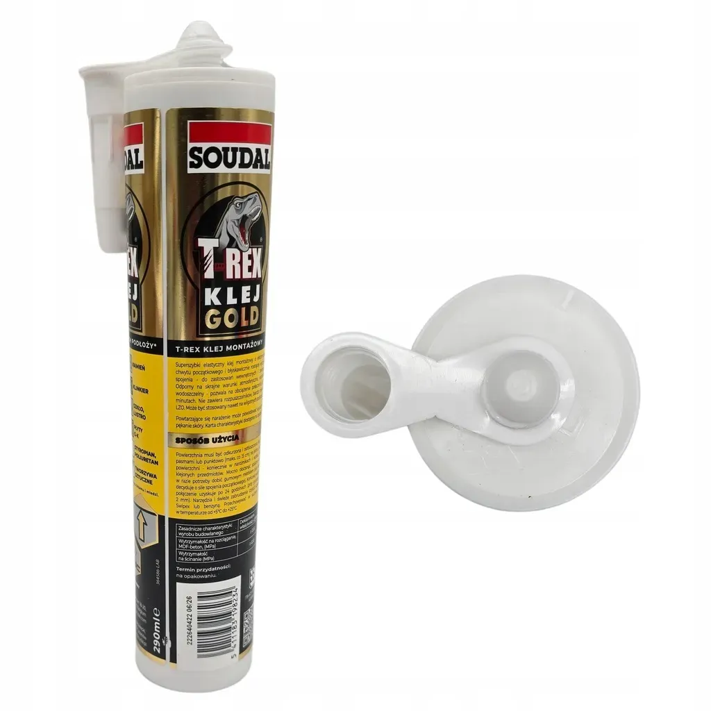 Klej Montażowy Błyskawiczny Biały Soudal T-rex Gold Turbo Szybki 290ml