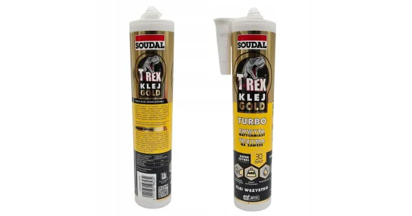 Klej Montażowy Błyskawiczny Biały Soudal T-rex Gold Turbo Szybki 290ml
