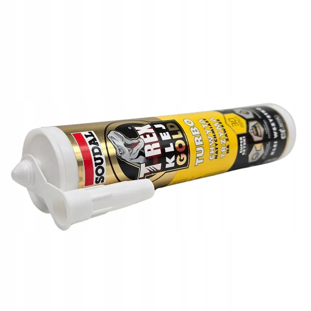 Klej Montażowy Błyskawiczny Biały Soudal T-rex Gold Turbo Szybki 290ml
