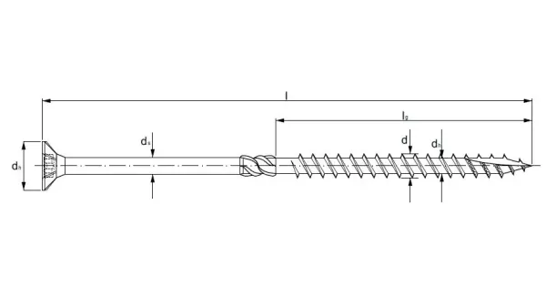 WKRĘTY DO DREWNA STOŻKOWE Z GWINTEM ZĄBKOWANYM TX20 4,5X70 WT-45070