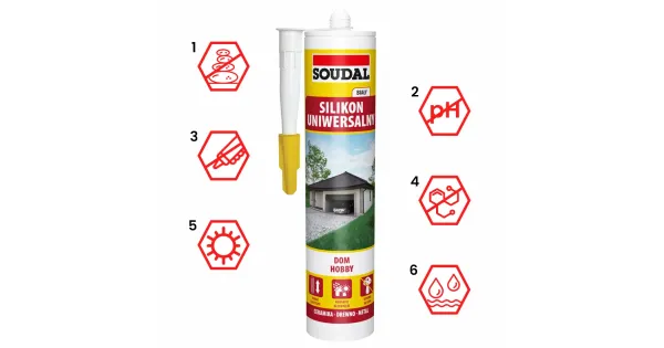 SILIKON UNIWERSALNY USZCZELNIACZ BIAŁY SOUDAL 280 ml