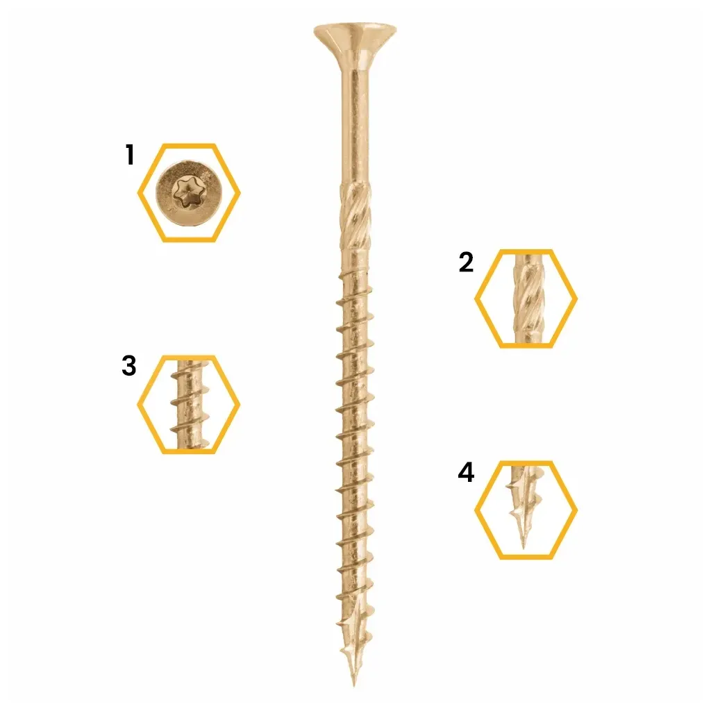 WKRĘTY CIESIELSKIE DO DREWNA 5x120 STOŻKOWE TORX 200szt WCS-05120 AZMET