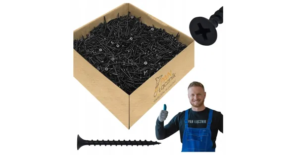 Wkręty Do Drewna Płyt GK 3,5x55mm Czarne Ph2 Fosfatowane 10kg Pan Łącznik