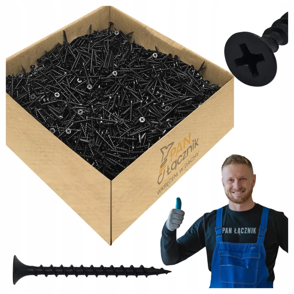 Wkręty Do Drewna Płyt GK 3,5x55mm Czarne Ph2 Fosfatowane 10kg Pan Łącznik