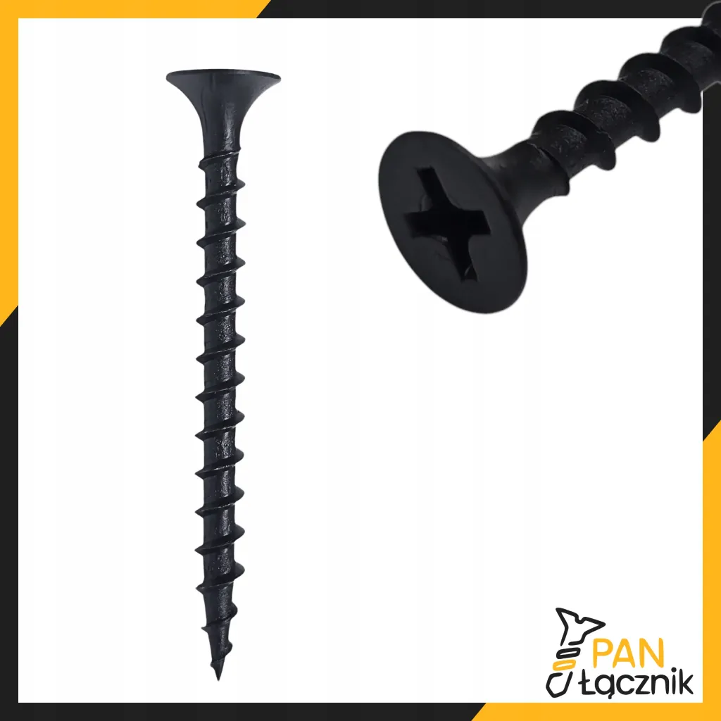 Wkręty Do Drewna Płyt GK 3,5x55mm Czarne Ph2 Fosfatowane 10kg Pan Łącznik