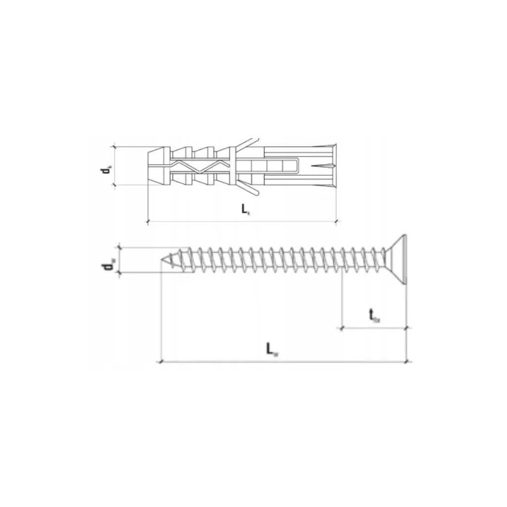 KOŁKI ROZPOROWE 10x60 Z WKRĘTEM 6x60 STOŻKOWE PZ3 DYBLE 100szt KLIMAS KRX-106060