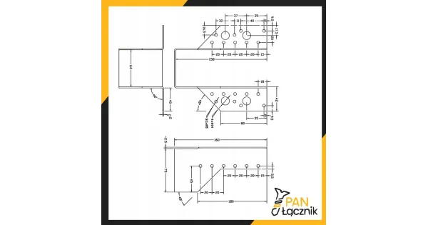 Wieszak Belki Wspornik Łącznik Ciesielski Ocynkowany 64x158x75 WB16 1szt