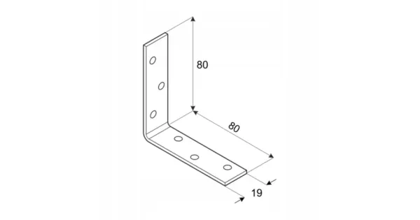 KĄTOWNIK ŁĄCZNIK STALOWY MONTAŻOWY DO DREWNA 80x80x19x2mm KW80 OCYNK 1szt