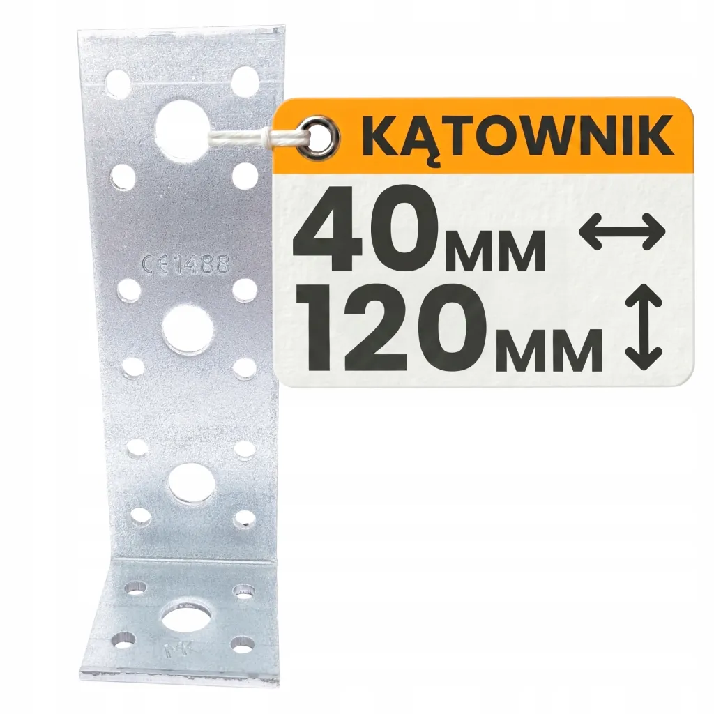 Kątownik Łącznik Ciesielski KL6 Montażowy 120x40x40x2,5 Stalowy Ocynk 10szt