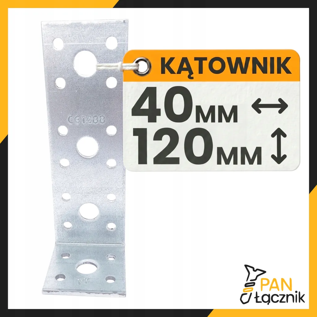 Kątownik Łącznik Ciesielski KL6 Montażowy 120x40x40x2,5 Stalowy Ocynk 10szt