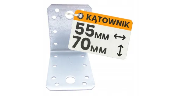Kątownik Łącznik Ciesielski KL8 Montażowy 70x70x55x2,5 Stalowy Ocynk 10szt