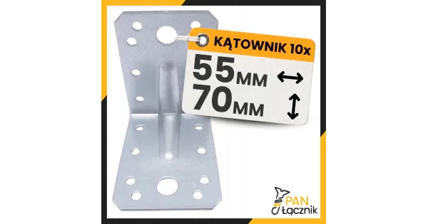 Kątownik Montażowy KPL4 Łącznik Ciesielski 70x70x55x2,0 Stal Ocynk 10szt