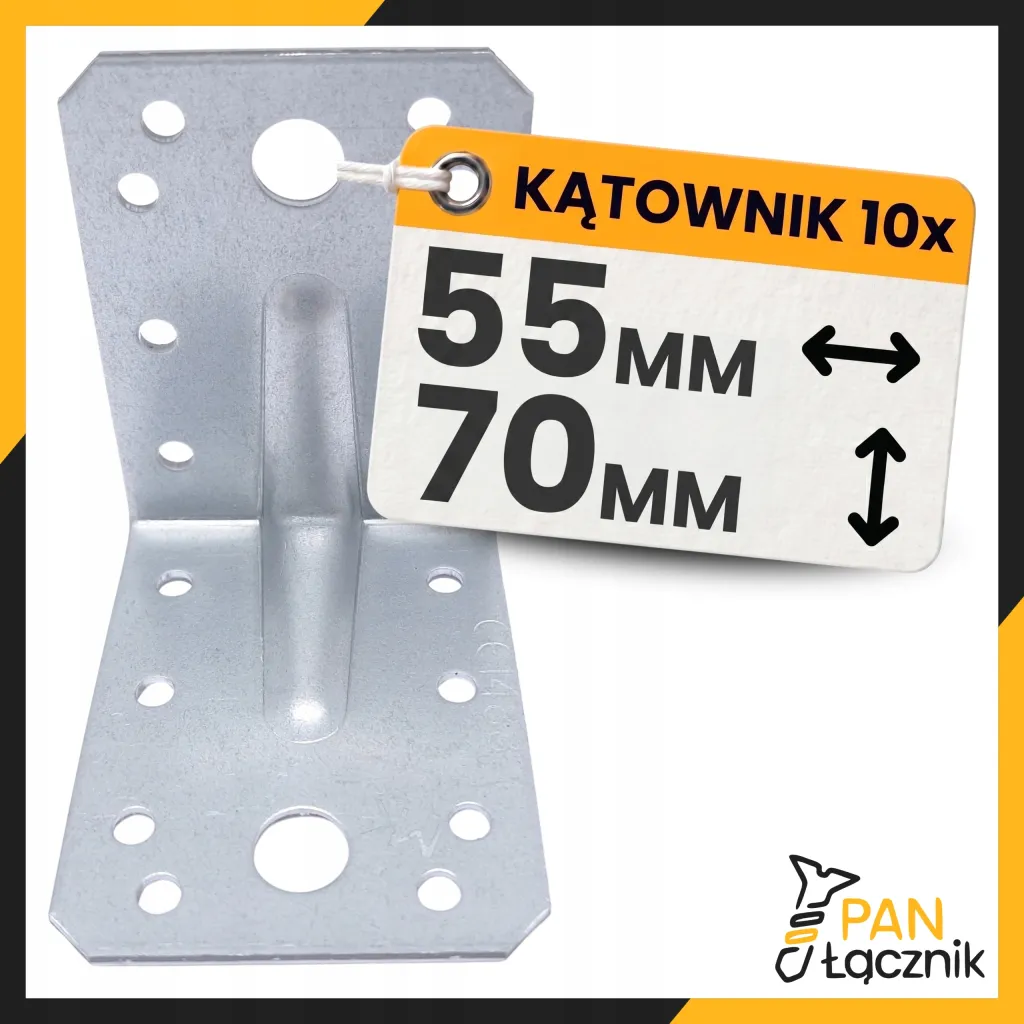 Kątownik Montażowy KPL4 Łącznik Ciesielski 70x70x55x2,0 Stal Ocynk 10szt