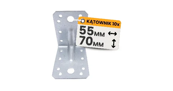 Kątownik Montażowy KPL4 Łącznik Ciesielski 70x70x55x2,0 Stal Ocynk 10szt