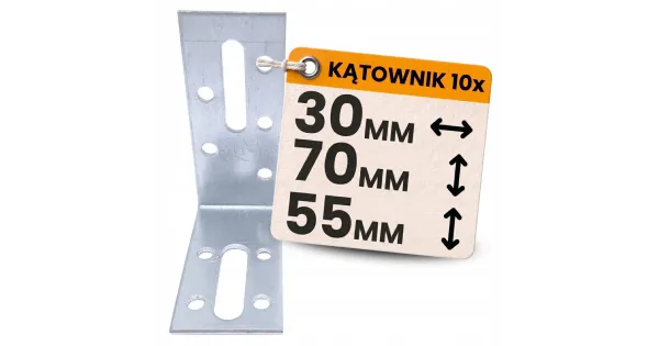 Kątownik Ciesielski Z Regulacją KRD2 Łącznik 70x55x30x2,0 Stal Ocynk 10szt