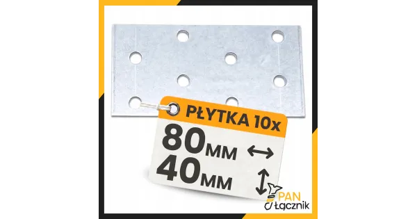 Płytka Perforowana Łącznik Ciesielki PP1 Płaskownik 80x40x2,0 Ocynk 10szt