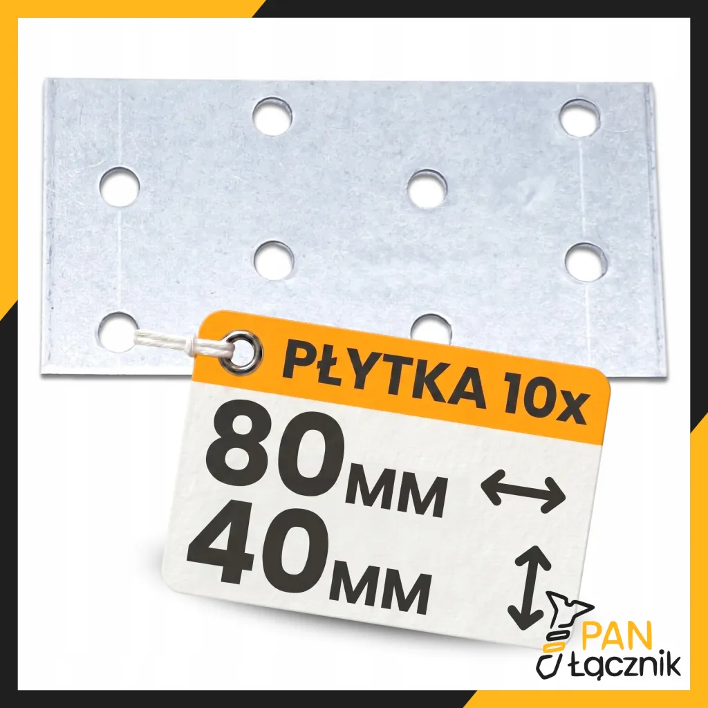 Płytka Perforowana Łącznik Ciesielki PP1 Płaskownik 80x40x2,0 Ocynk 10szt
