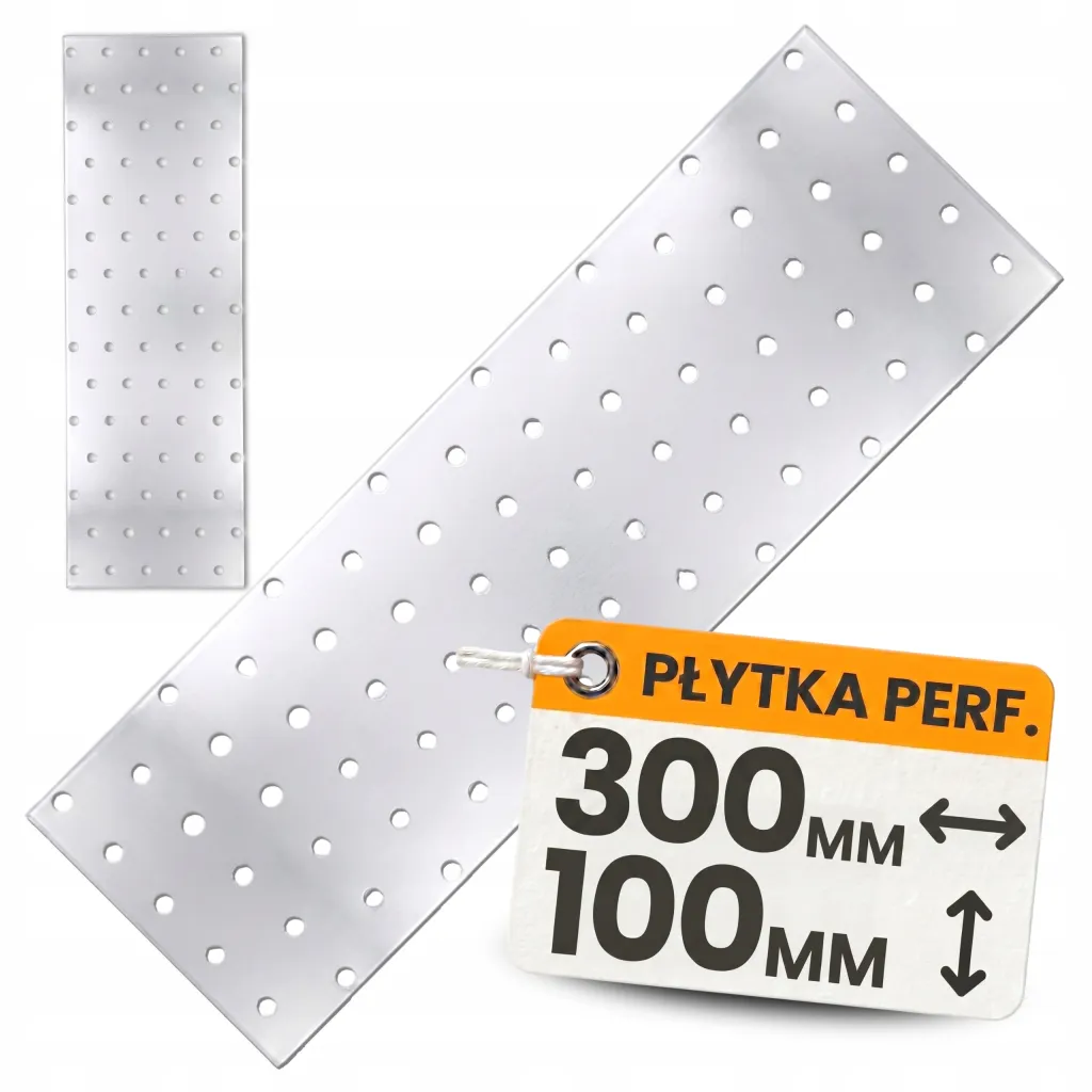 Płytka Perforowana Łącznik Ciesielki PP26 Płaskownik 300x100x2,0 Ocynk 1szt