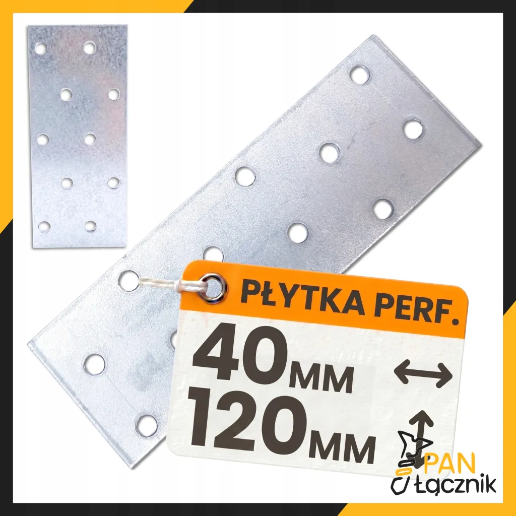 Płytka Perforowana Łącznik Ciesielki PP3 Płaskownik 120x40x2,0 Ocynk 10szt