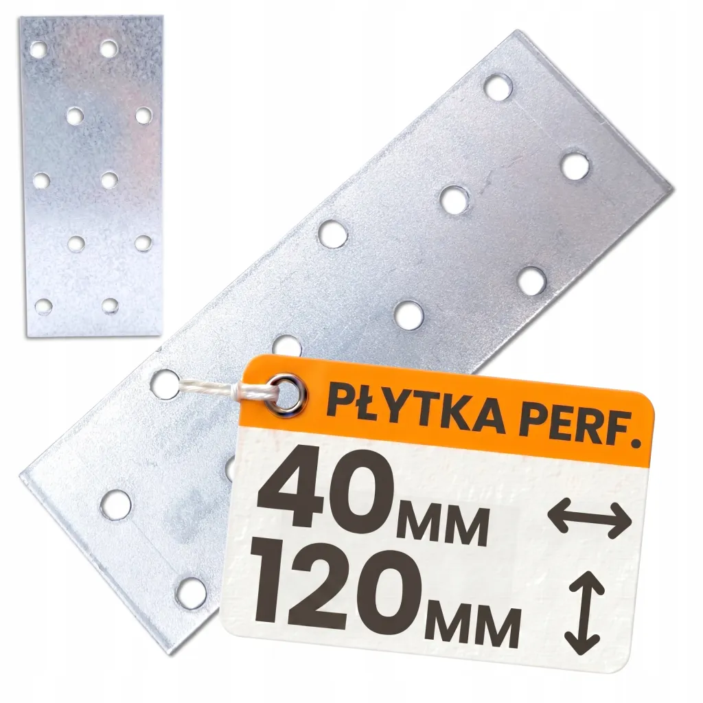 Płytka Perforowana Łącznik Ciesielki PP3 Płaskownik 120x40x2,0 Ocynk 10szt