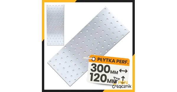 Płytka Perforowana Łącznik Ciesielki PP30 Płaskownik 300x120x2,0 Ocynk 1szt