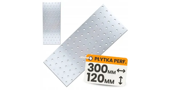 Płytka Perforowana Łącznik Ciesielki PP30 Płaskownik 300x120x2,0 Ocynk 1szt