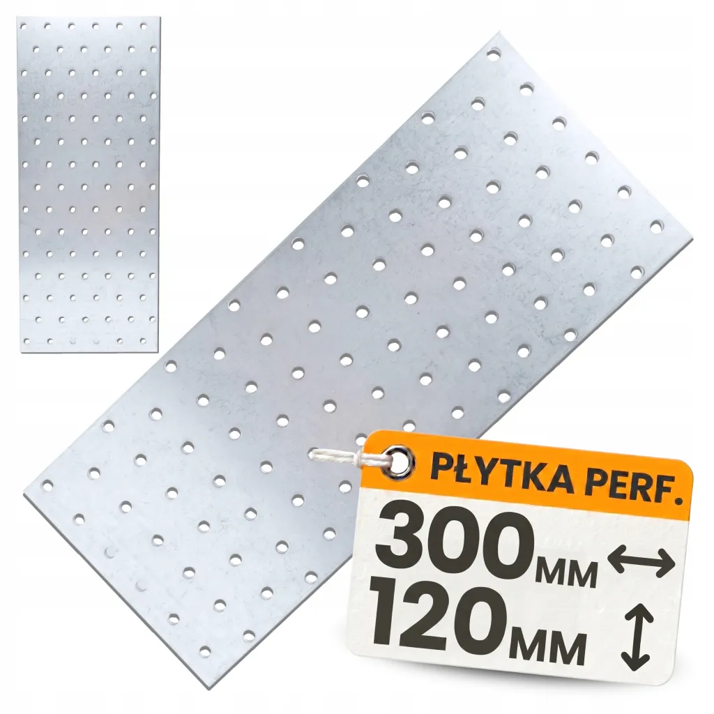 Płytka Perforowana Łącznik Ciesielki PP30 Płaskownik 300x120x2,0 Ocynk 1szt