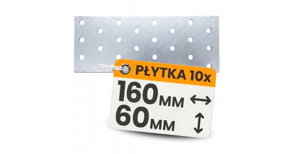 Płytka Perforowana Łącznik Ciesielki PP9 Płaskownik 160x60x2,0 Ocynk 10szt