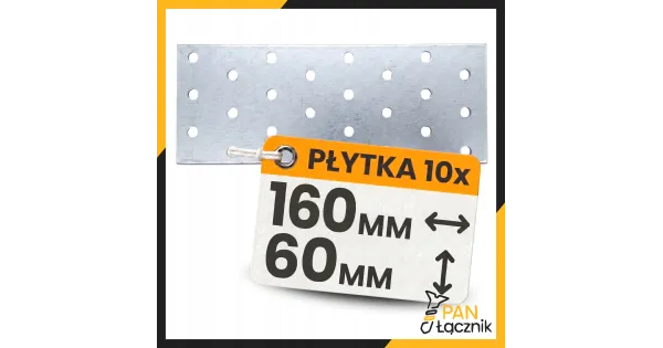 Płytka Perforowana Łącznik Ciesielki PP9 Płaskownik 160x60x2,0 Ocynk 10szt