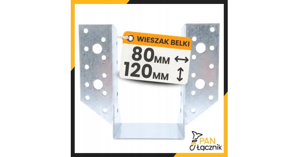 Wieszak Belki WB80-120 Wspornik Łącznik Ciesielski 120x80x2,0 Ocynk 1szt