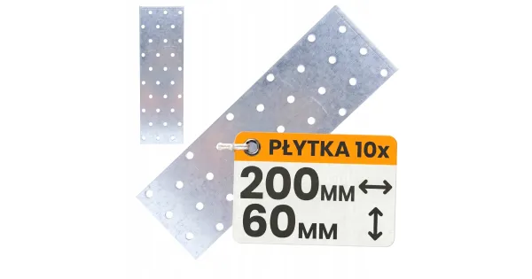 Płaskownik Płytka Perforowana PP10 Łącznik Ciesielski 200x60x2 Ocynk 10szt