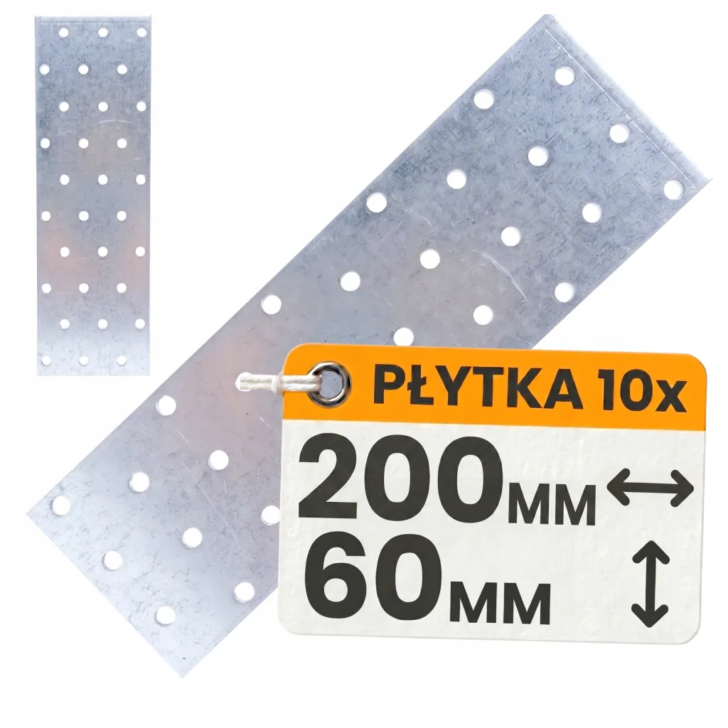 Płaskownik Płytka Perforowana PP10 Łącznik Ciesielski 200x60x2 Ocynk 10szt