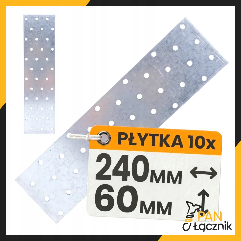 Płaskownik Płytka Perforowana PP11 Łącznik Ciesielski 240x60x2 Ocynk 10szt