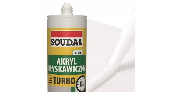Akryl Biały Błyskawiczny Uniwersalny Soudal TURBO 280ml Uszczelniacz Akrylowy Wewnętrzny